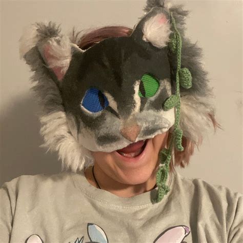 Therian Mask Cat Fluffy White Etsy