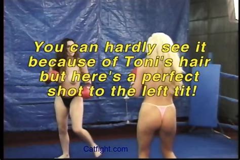 Topless Female Boxing As Blonde Battles Brunette With Body Punches Kidney Punches And Breast