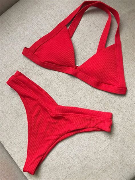 Sexy Red Two Piece Bikini Set Brazilian Swimsuit Women S Fashion Swimwear Bikinis Swimsuits