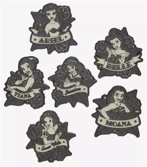 Hot Topic Princess Black White Tattoo Blind Box Full Series Pin