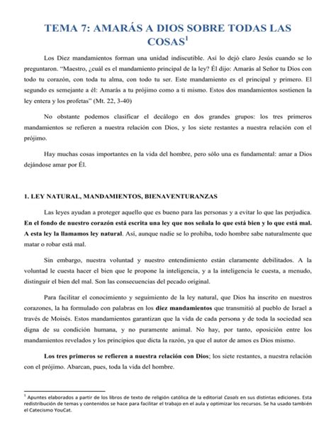 TEMA 7 AMARÁS A DIOS SOBRE TODAS LAS COSAS