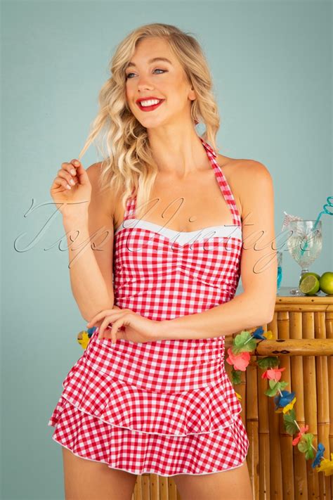 Pussy Deluxe Classic Gingham Halter Swimsuit Ann Es En Rouge Et Blanc Acheter Chez Topvintage
