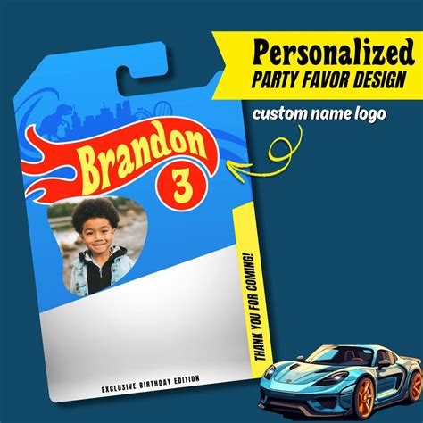 Custom Personalized Hot Car Wheels Party Favors Printable Party Favors Birthday Party