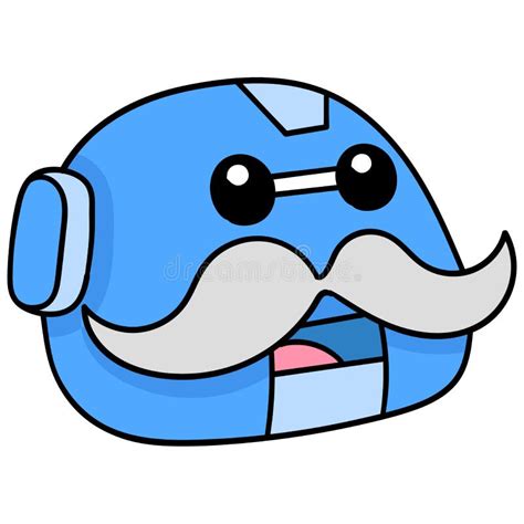 robot head   thick mustache   cute face doodle icon