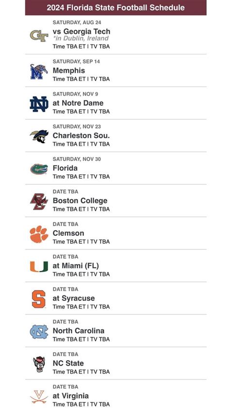 Florida State 2024 Football Schedule