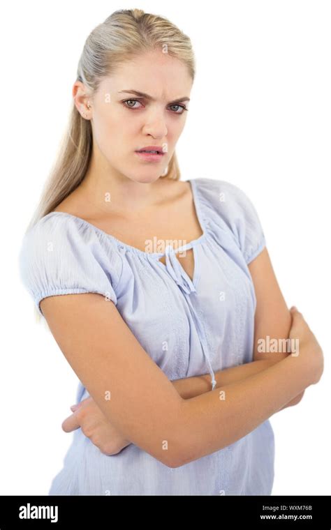Furious Blonde Woman Crossed Arms Hi Res Stock Photography And Images