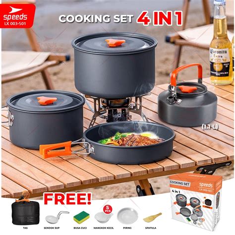 Jual Speeds Alat Masak Camping Set Mini Cooking Cookware Rekreasi Pesta Portable 2 6 Orang