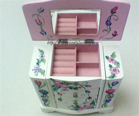 Large White Jewelry Boxpersonalized Tmusical Jewelry Etsy