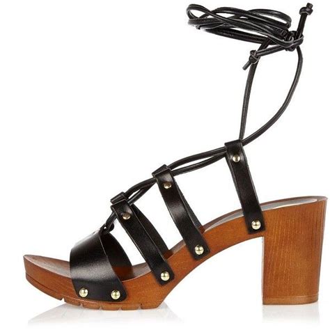 River Island Black Leather Lace Up Clogs