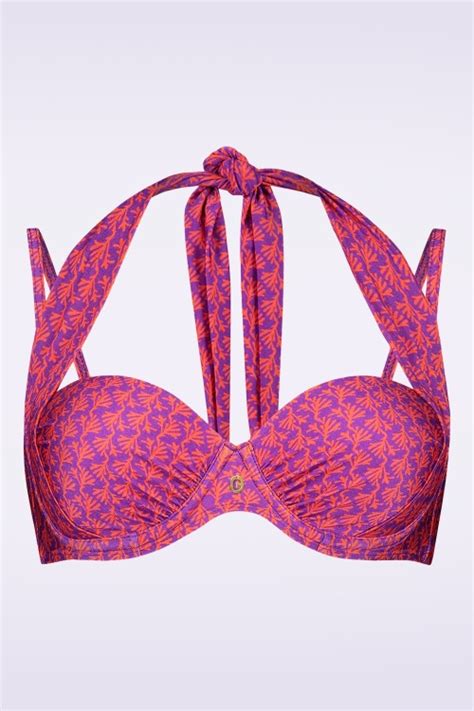 Tc Beach Multiway Coral Bikini Top In Purple Shop At Topvintage