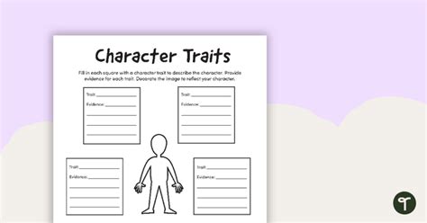 Character Traits Graphic Organizer Teach Starter