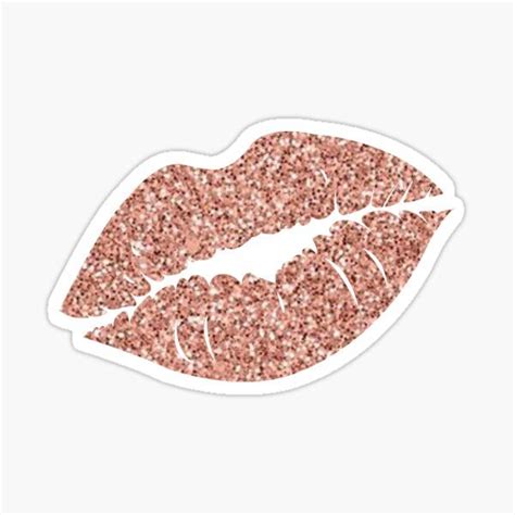 Pink Glitter Lips Sticker On A White Background