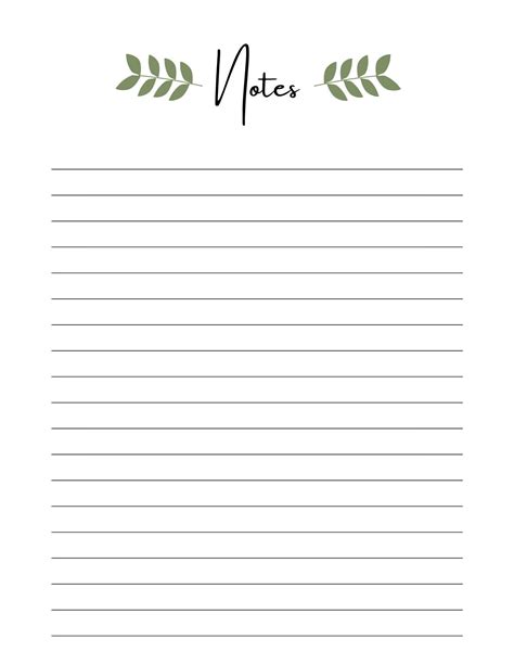 Notes Page Printable, Printable Page for Notes, Lined Note Paper, Lined