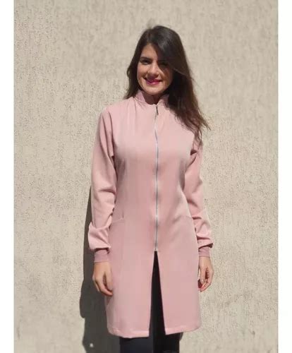 Jaleco Feminino Manga Longa Nude Gola Padre Zíper Frete grátis