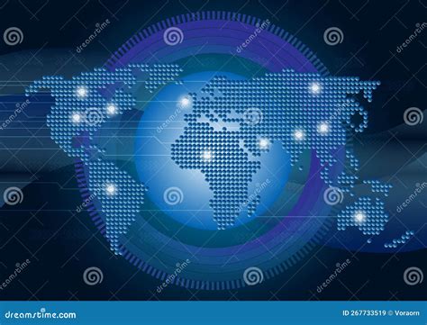 Circuito Su Punti Della Mappa Del Mondo Illustrazione Vettoriale