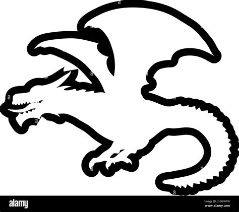 Dragon Outline Icon Silhouette Design Template Vector Stock Vector