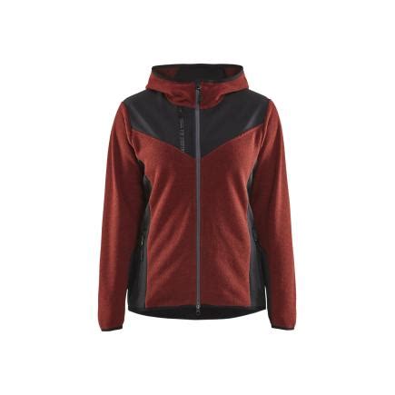 BLAKLADER Veste tricotée Softshell femme Rouge brique Noir Mister Worker