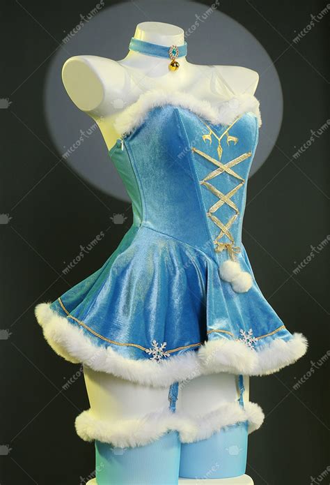 Christmas Sexy Lingerie Costume Blue Bodysuit With Short Cloak Gloves Stockings Top Quality