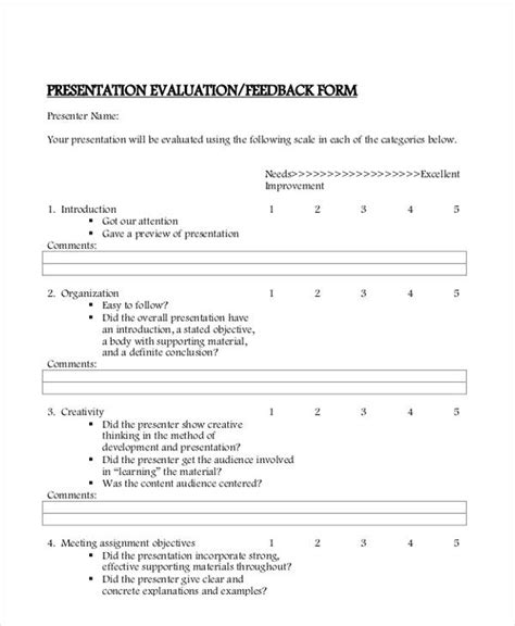 Free 22 Presentation Feedback Forms In Pdf Excel Ms Word