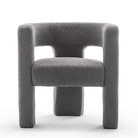 KINWELL Gray 28 In Wide Boucle Upholstered Square Armchair BSC095 GY