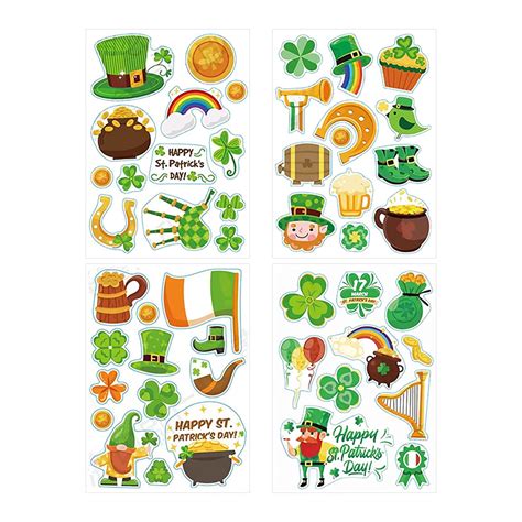 Ctnporpo 4 Sheets Stpatricks Day Stickers Party Supplies Lucky Irish Stickers For St Patricks