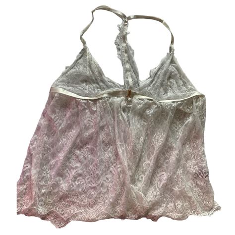 Y K Sheer Lace Lingerie Top Size Qs Fits Like A Depop