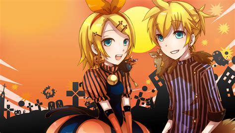 Bell Blonde Hair Blue Eyes Halloween Kagamine Len Kagamine Rin Male Orange Vocaloid R Konachan