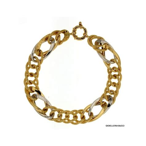 BRACCIALE DA DONNA IN ORO GIALLO E BIANCO 18 KT