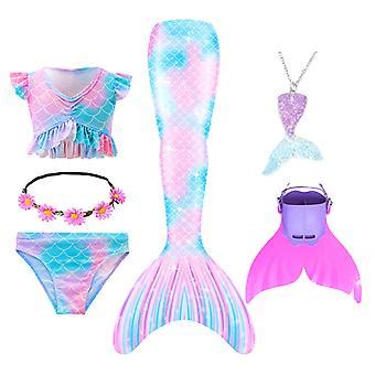 Sommerpige Havfrue Hale Med Monofin Halloween Kostume Prinsesse Kjole Badedragt Bikini Badedragt