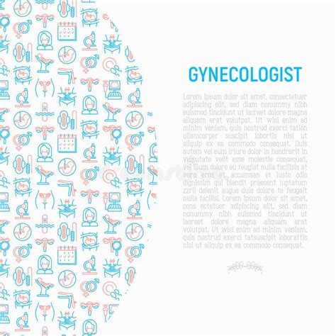 Gynecologist Concept With Thin Line Icons Uterus Ovaries Gyne