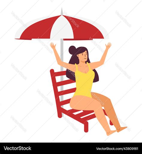 Girl In Bikini On A Beach Chair Royalty Free Vector Image