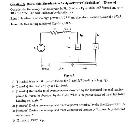 Solved Question 5 Sinusoidal Steady State Analysispower Calculations