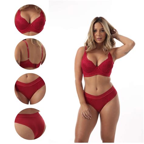Conjunto Feminino Lingerie Sexy Bojo Rendado Valentina Shopee Brasil