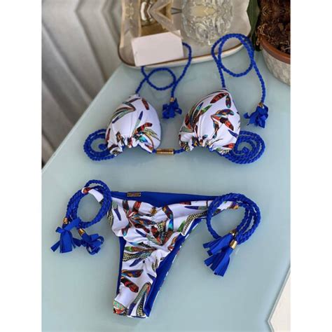 Sexy Halter Swimsuit Push Up Brazilian Bikini Tropical Plant Print Swimwear String Mini Swimsuit