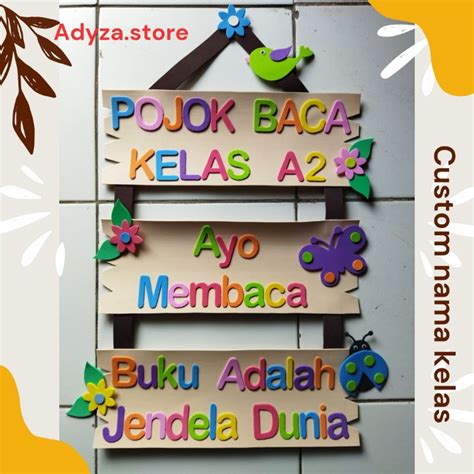 Jual Adyza Hiasan Dinding Kelas Pojok Baca Custom Nama Kelas Shopee