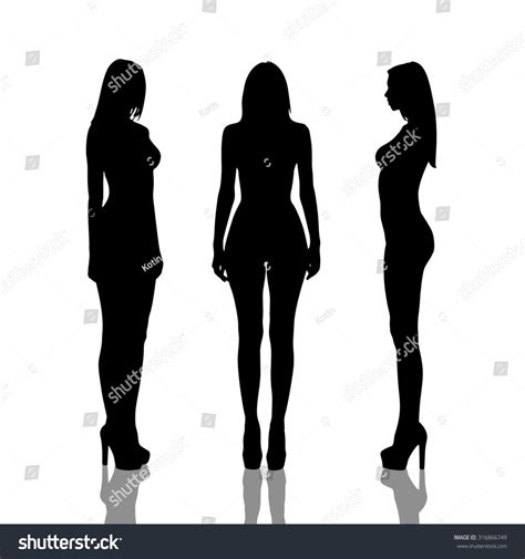 Silhouettes Beautiful Naked Girls Full Length Stock Illustration Shutterstock