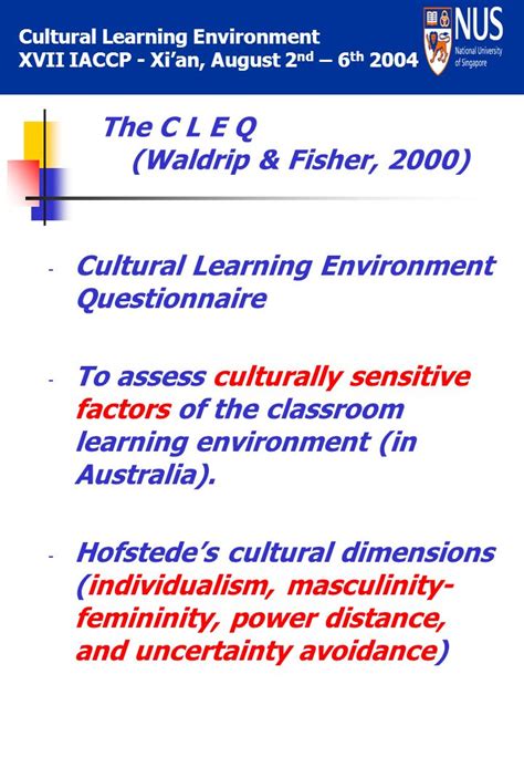 Cross Cultural Factorial Validity Of The Cultural Learning Environment