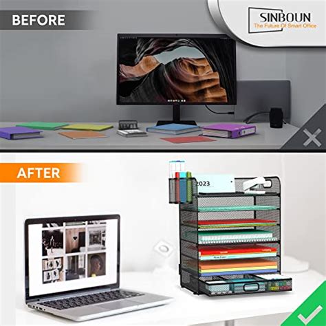 Sinboun Letter Tray Paper Organizer 7 Tier Mesh File