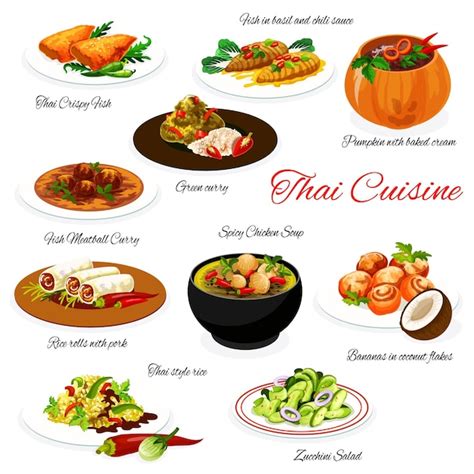 Premium Vector | Thai cuisine menu thailand asian food dish plates