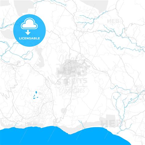 Rich detailed vector map of Mandeville, Saint James, Jamaica - HEBSTREITS