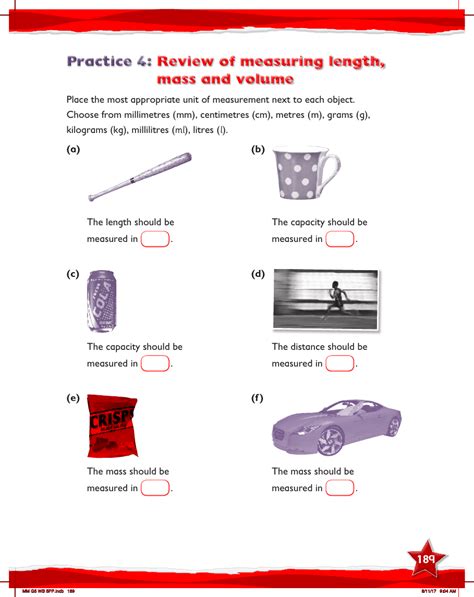 Max Maths Year Work Book Review Of Measuring Length Mass And