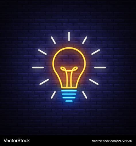 Light bulb neon sign bulb design Royalty Free Vector Image