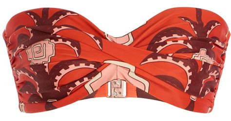 Johanna Ortiz Sea Sprite Twisted Bandeau Bikini Top In Red Lyst