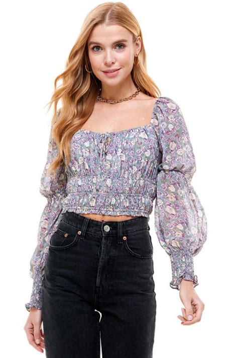 Smocked Puff Sleeve Top In 2021 Puff Sleeve Top Tops Long Sleeve