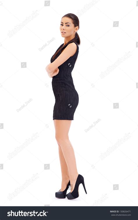 Sexy Brunette Model Posing On White Full Body Studio Portrait Stock Photo 130826471 Shutterstock
