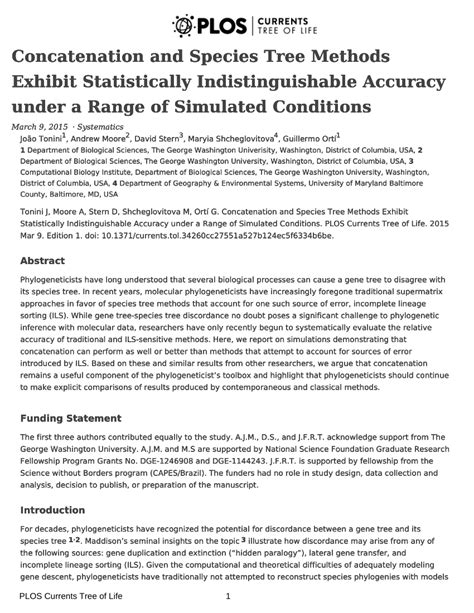 Pdf Concatenation And Species Tree Methods Exhibit Statistically