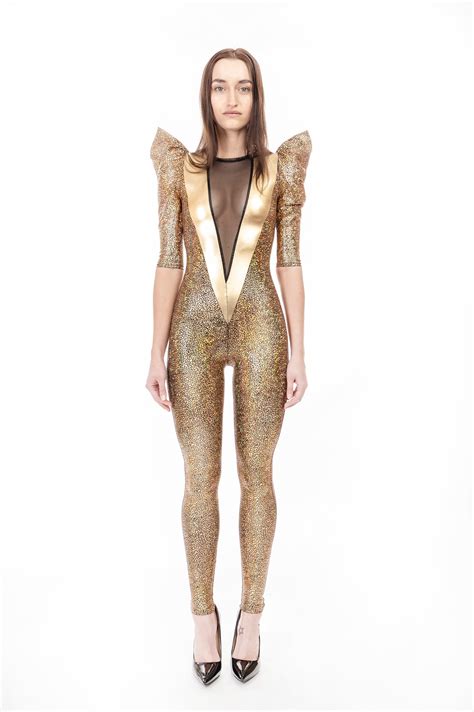 Big V Gold Spandex Catsuit Festival Catsuit Aerial Costume Etsy