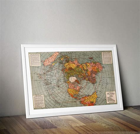 Buy Riley Creative Solutions 1943 Flat Earth World Map Polar