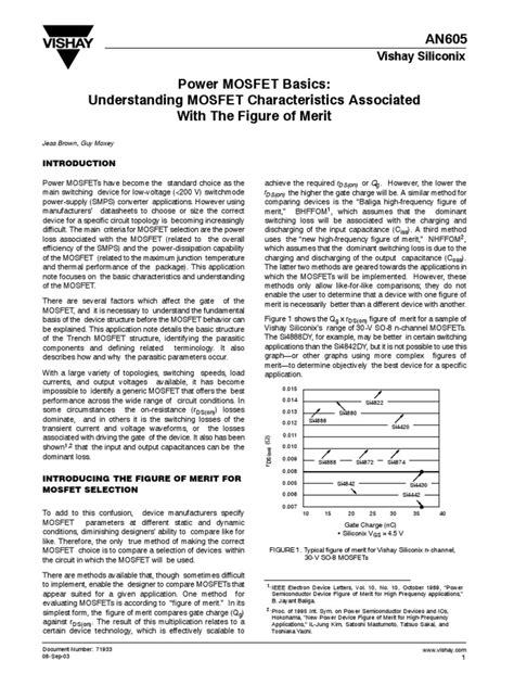 Vishay AN605 (Power MOSFET Characteristics... ) | PDF | Field Effect ...