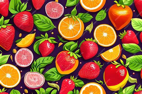 Premium Ai Image A Purple Background With Fruit And The Letter T On It